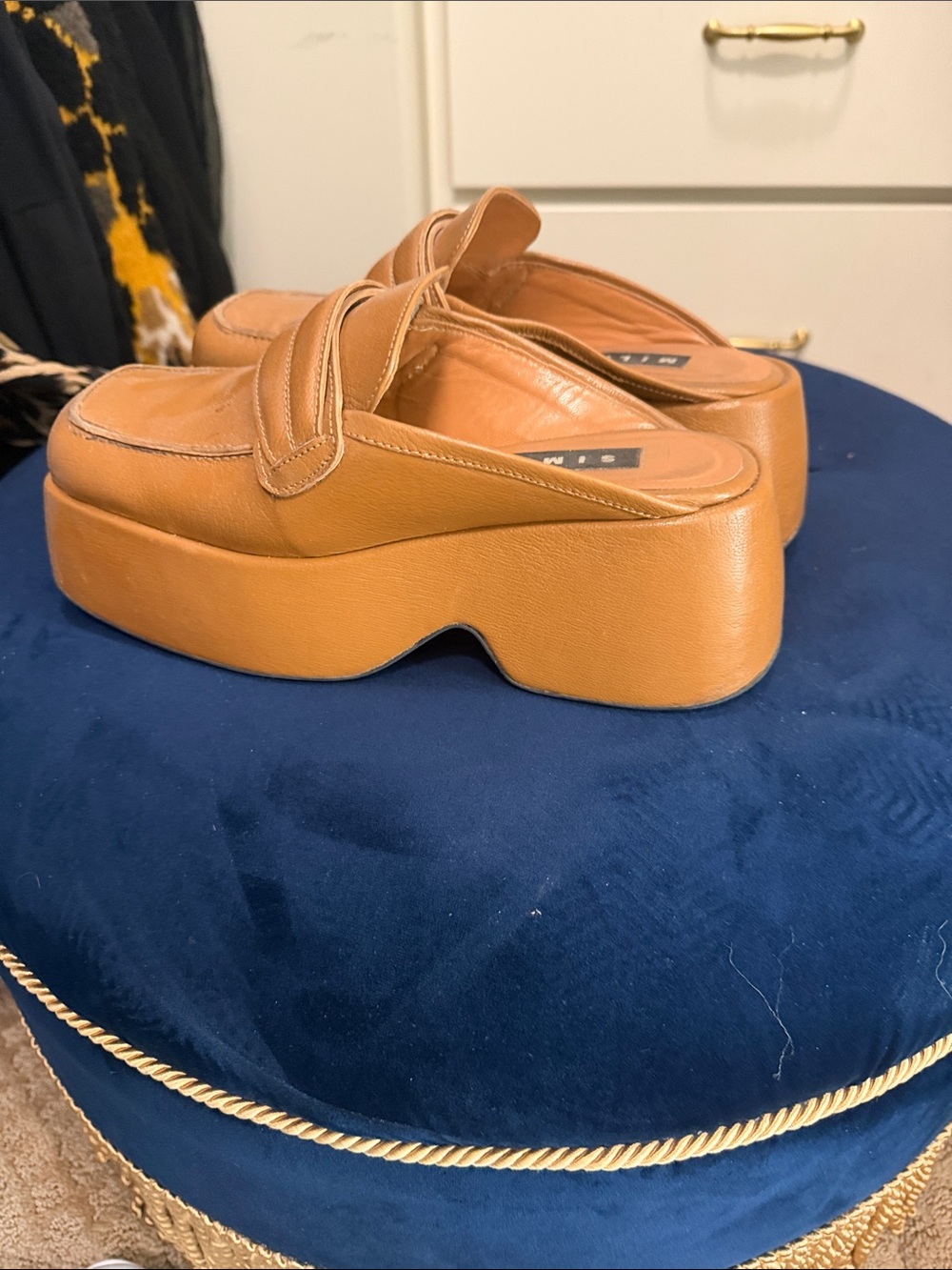 Simon Miller Tan Platform Loafer Mules - Picture 2 of 4
